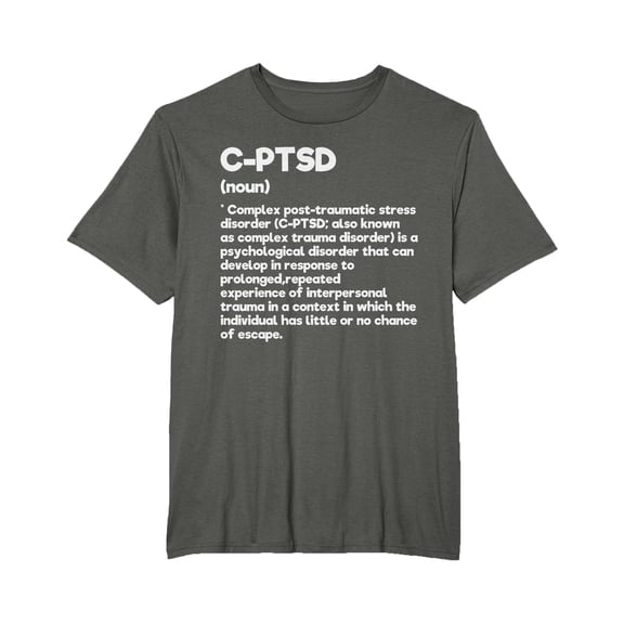 Dark Grey C-PTSD Definition Stress Awareness T-Shirt for Mental Health Support