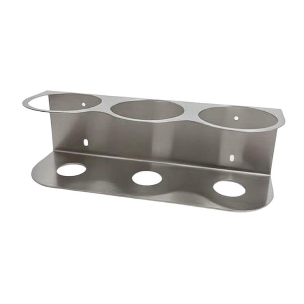 Soporte para botellas de spray de pared, organizador resistente de acero inoxidable para 3 hoyos