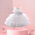 thumbnail image 2 of Mercatoo Kids Girls Puff Sleeve Mesh Tutu Princess Dress Prom P𝐚rty Dress Bow Tulle 𝐌ini Dress Girls Formal Dress, 2 of 9