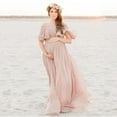 thumbnail image 3 of Vedolay Maternity Dress Summer Maternity Strapless Ruched Maxi Tube Dress with Pockets,Pink M, 3 of 4