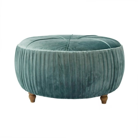 Helena Velvet Round Ottoman Emerald