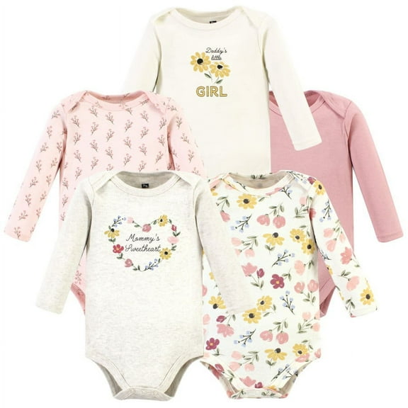 Hudson Baby Cotton Long-Sleeve Bodysuits, 5-Pack, Newborn- 24 Months