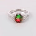 thumbnail image 2 of 925 Sterling Silver Watermelon Tourmaline Quartz Ring Oval Bi-Color Gemstone with Pink & Green Hues Handmade Boho Jewelry – Bio Color Statement Ring for Women Gold 13.5, 2 of 3
