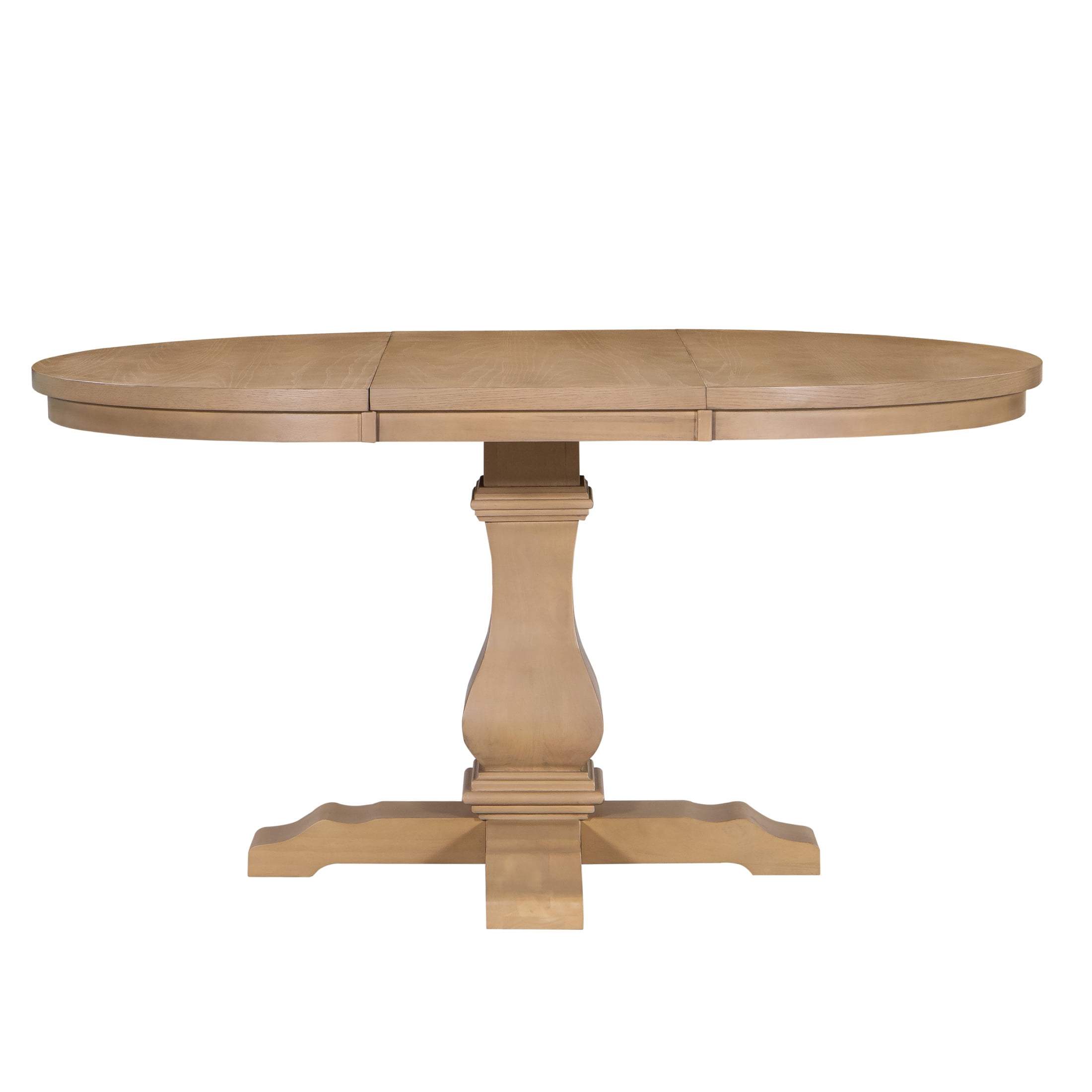 Christopher Knight Home 57" Oval Extendable Dining Table with Pedestal Base, Rustic Farmhouse Style, Light Natural