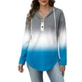 thumbnail image 6 of Sexlip Womens Color Block Sweatshirt Zip Long Sleeve V Neck Drawstring Hoodies Casual Fall Comfort Pocket Pullover Tops Blue L, 6 of 6