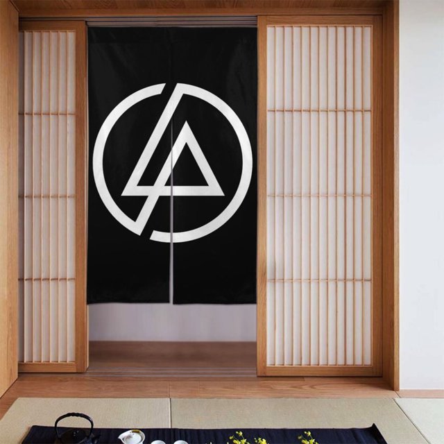 Cortina de puerta semiopaca con patrón de patchwork de dos piezas de Linkin Park, cortinas opacas decorativas para dormitorio, sala de estar, decoración de habitación de niños, 34 x 56 pulgadas,