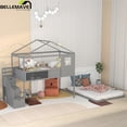 thumbnail image 6 of Bellemave Twin Over Full House Bunk Bed Frame with Storage Staircase and Blackboard,Playhouse Floor Bunk Beds with Roof,Solid Wood Loft Bed,Bedroom,Teens, Adults(Grey), 6 of 14