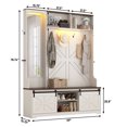 thumbnail image 2 of ChVans 79" Hall Tree with Mirror, LED Farmhouse Hall Tree with Bench and Shoe Storage, Hallway Tree with Sliding Barn Door, 12 Hooks, Umbrella Holder, Coat Rack for Entrance Entryway Mudroom, White, 2 of 10