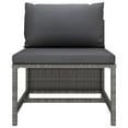 thumbnail image 4 of vidaXL Sectional Middle Sofa with Cushions Gray Poly Rattan, 4 of 6