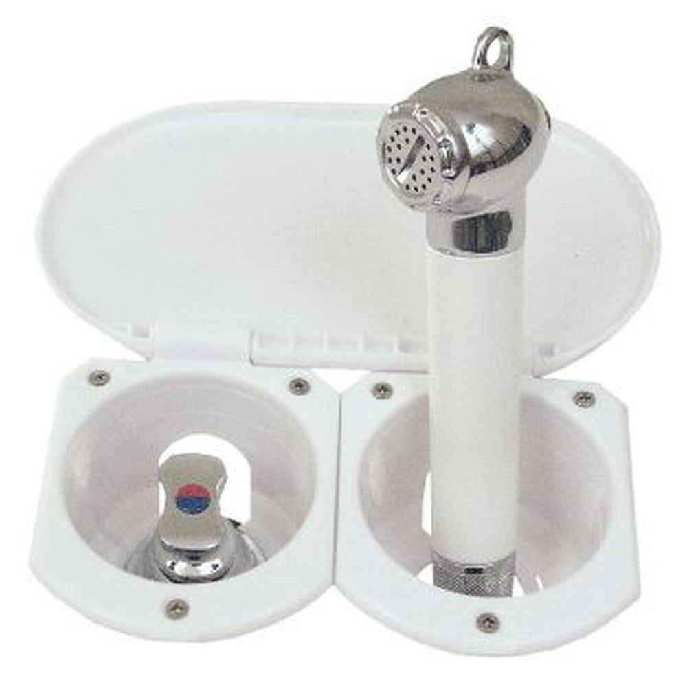 Scandvik 12109P Recessed Push Button Transom Shower With Mixing Valve