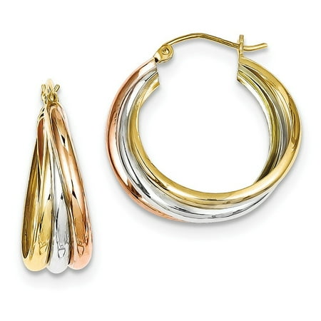 - Sterling Silver w/Rhodium & Yellow and Rose Vermeil Hoop Earrings