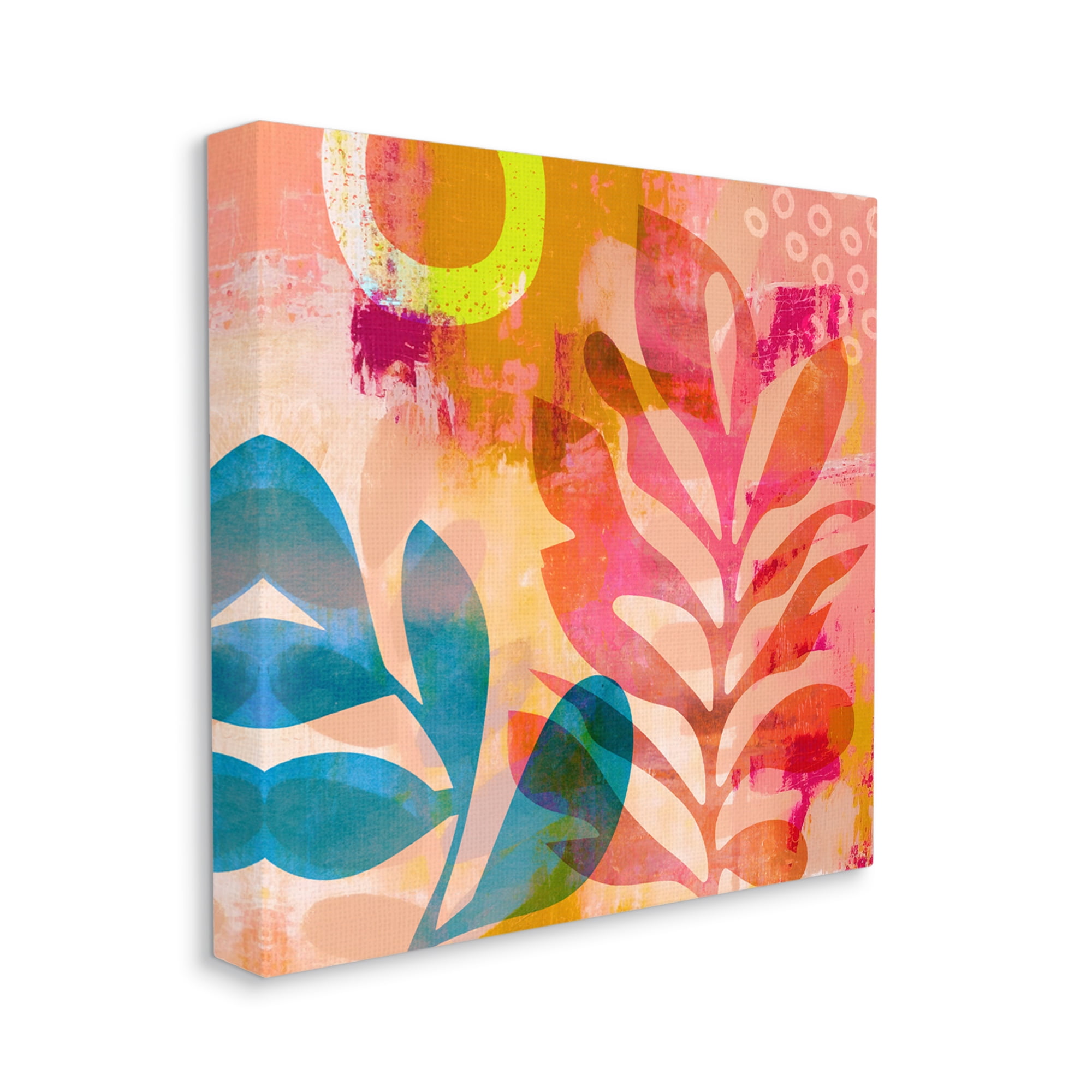 Stupell Industries Modern Leaf Shapes Botanical & Floral Painting Gallery Wrapped Canvas Art Print Wall Art, 17 x 17