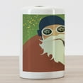 thumbnail image 3 of Rock and Roll Ceramic Toothbrush Holder, Chunky Rocking Santa Clause with a Smoking and a Big Beard, Decorative Versatile Countertop for Bathroom, 4.5" X 2.7", Burnt Orange Multicolor, 3 of 4