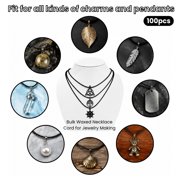 100 Pieces Waxed Leather Necklace Cord Bulk with Clasp Necklace Bracelet Chains String Rope Cord for Jewelry Making Pendants Charms(Black,20 Inch)