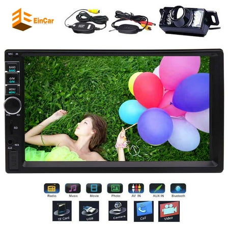 Car System - Wireless Backup Camera included EinCar MP5 Player Double 2 Din in Dash Car FM Radio 7 inch Stereo Video Audio System for Bluetooth USB SD TFT Function