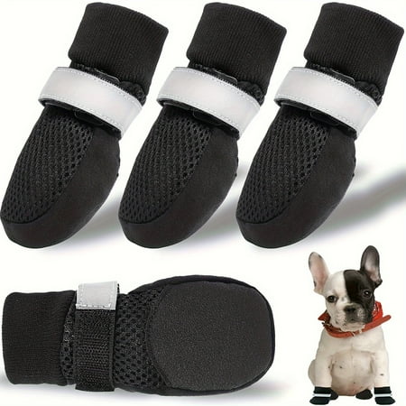 ENIYUU 4pcs Dog Shoes For Medium Large Dogs Waterproof Dog Boots With Anti-Slip Sole Breathable Reflective Paw Protectors Booties For Hot Pavement Summer Winter Snow Hiking Walking