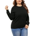 thumbnail image 2 of DARING DIVA Plus Size Long Sleeve Crewneck Sweater Fall Casual Tops 1X Black, 2 of 6