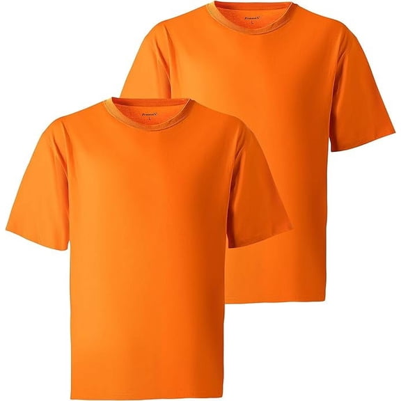 ProtectX 2-Pack High Visibility Short Sleeve Construction Work T-Shirts, Comfortable Cotton Blend Men's Athletic Shirt