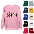 thumbnail image 4 of WNEGSTG Long Sleeve Shirts for Women Gobble Turkey Letter Print Crew Neck Long Sleeve Top, 4 of 4