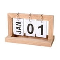 thumbnail image 2 of Wooden Desktop Calendar, Tabletop Date Display for Office and Home Decor, Perpetual Calendar Ornament with Natural Wood Finish(Beige), 2 of 6
