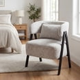 thumbnail image 3 of Costway Faux Rabbit Fur Upholstered Armchair w/Lumbar Pillow & Metal Legs Gray, 3 of 8