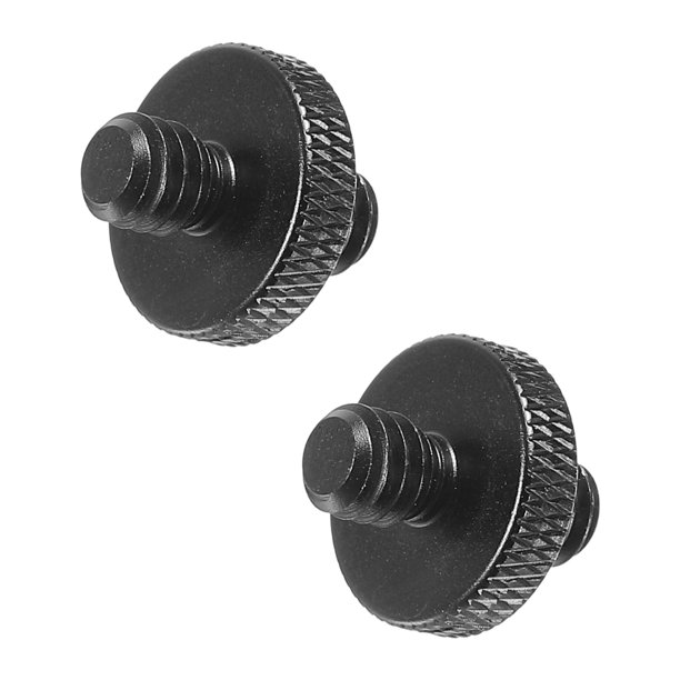 Adaptador de soporte de micrófono Uxcell 1/4 macho a 1/4 macho, tornillo de trípode de doble cara para soporte de micrófono, negro, paquete de 2