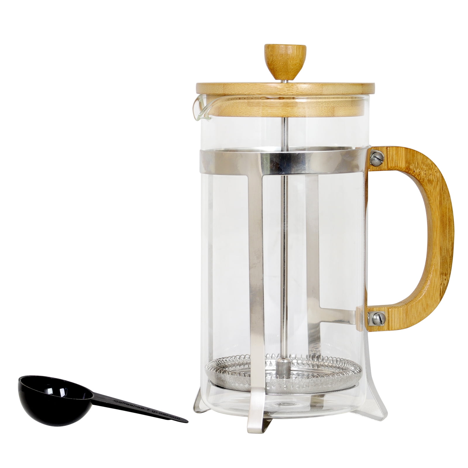 Mr. Coffee Wood Accent French Press Coffee Maker with Coffee Scoop, 33 Oz.