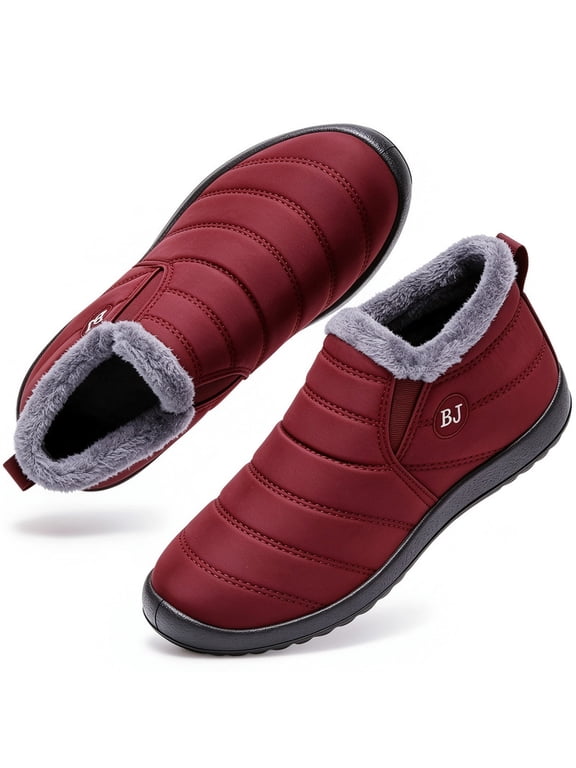 Slip On Cozy Winter Shoes for Women Fleece Lined Waterproof Ankle Footwear Non Slip Lightweight Warm Snow Booties Indoor Outdoor Daily Wear