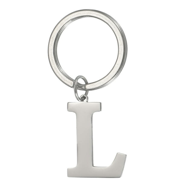 Llavero de Letra Inicial Uxcell para Hombres y Mujeres A-Z Color Plata Letra L