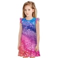 thumbnail image 1 of Fotbe Rainbow Glitter Cute Vestido de Dormir para Niñas de 3 a 10 Años, Mangas Cortas, Estilo Princesa, Pijama Camisón con Mangas Voladas-Medium, 1 of 6