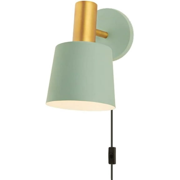 Adjustable Plug in Wall Sconce Modern Wall Mount Reading Light with Switch, Green Metal Wall Lamp Shade Headboard Lighting Fixtures for Living Room Bedroom Bedside