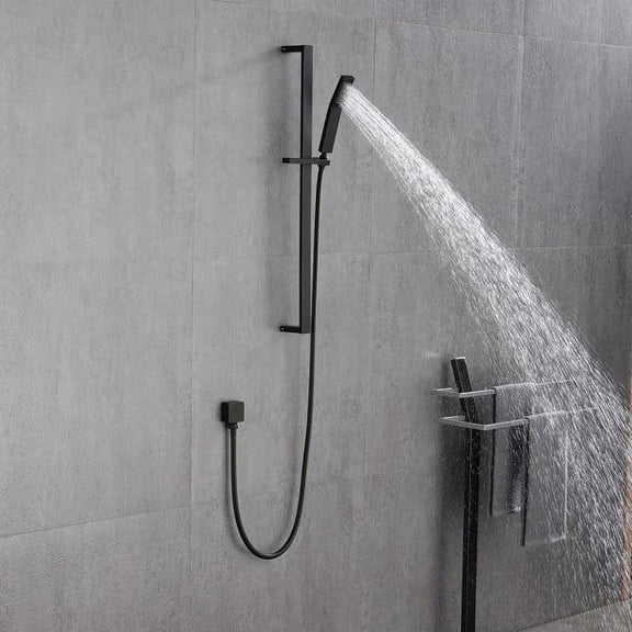 Matte Black Handheld Shower Head with 28-Inch Slide Bar and 59-Inch Hose, Solid Brass Adjustable Shower Bracket, Full Body Spray High Pressure Shower Set for Bathroom Upgrade and Easy Installation
