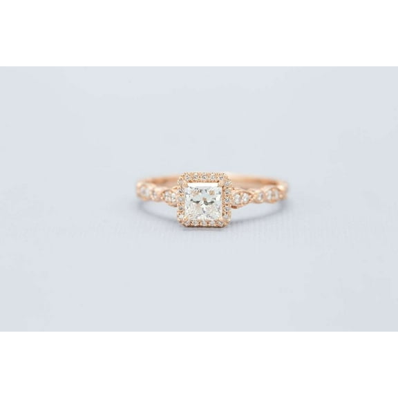 Jewelerix Princess Cut Comfort Fit Ring 2 CT Halo Moissanite Diamond Engagement Ring Anniversary Gift for Women