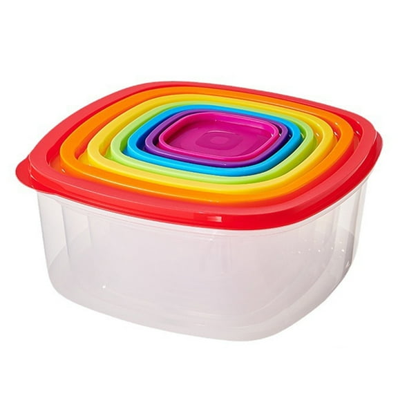 Prep Bowls with Lids- Wide and Deep Nesting Plastic Small Mixing Bowl Set with Lids, 7 Piece Set - Wide Bowls