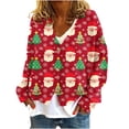 thumbnail image 2 of Cárdigan informal para mujer, cárdigan con botones y estampado navideño, chaqueta de moda, blusa para mujer, 2 of 5