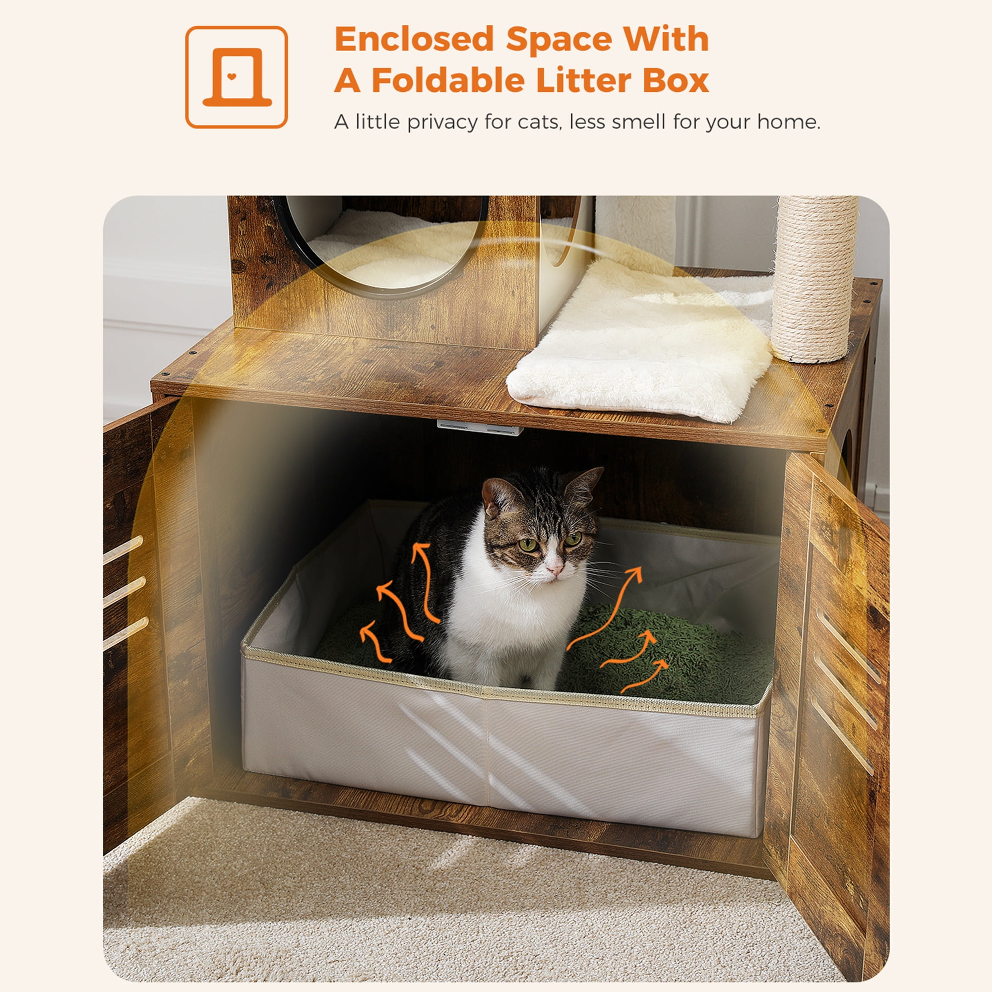 Pefilos 50" Cat Tree Tower for Indoor Cats with Hammocks, Multi-Level Cat Condo for Adult Cats Play House Activity Center Cats with Litter Box Included, Brown Pefilos 50" Cat Tree Tower for Indoor Cats with Hammocks, Multi-Level Cat Condo for Adult Cats Play House Activity Center Cats with Litter Box Included, Brown