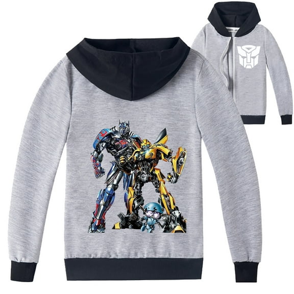 Transformers Print Unisex Kids' Hooded Sweatshirt with Zipper, Great for Autumn and Spring