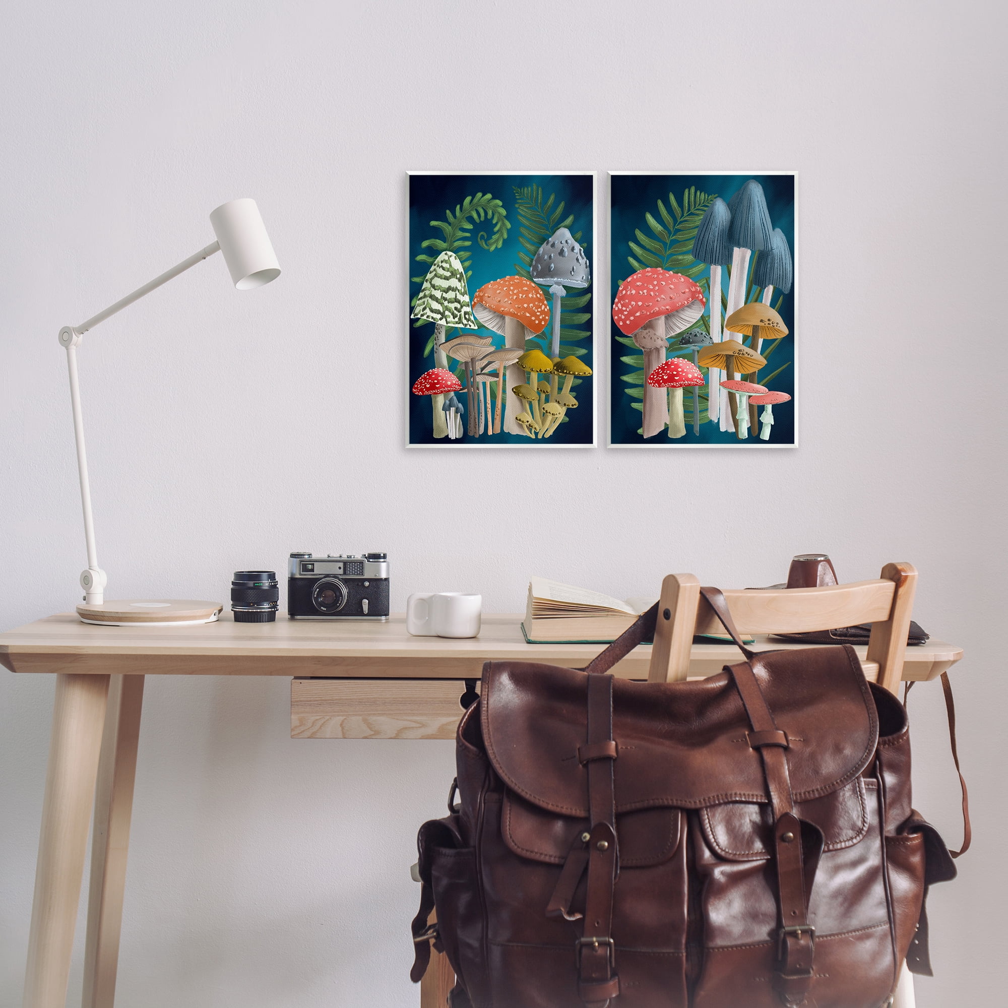 Stupell Industries Mushroom Varieties Forest Ferns Plants & Flowers Painting Unframed Art Print Wall Art, 11 x 14, Set of 2