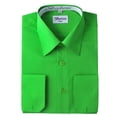 thumbnail image 2 of Berlioni Italy Men's Convertible Cuff Solid Long Sleeve Dress Shirt Apple Green, 2 of 2