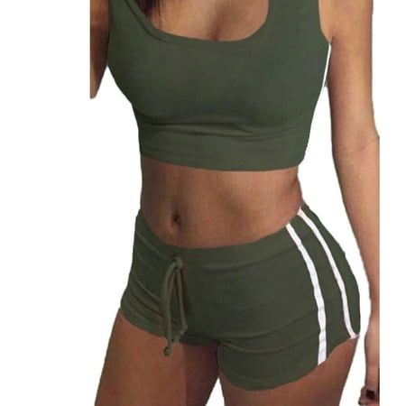 

DuAnyozu Yoga Fitness Sport Bra Crop Tank Top Vest+Running Shorts