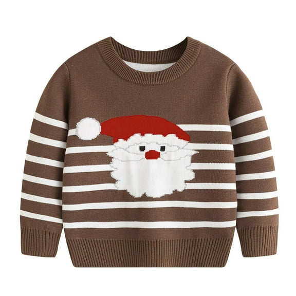 Odeerbi Toddler Boys Girls Christmas Sweater Cute Winter Thermal Knit Crewneck Sweater Children's Christmas Pullover Sweater Fall New Knitwear Toddler Clothes Brown