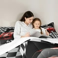 thumbnail image 4 of Feelyou Red Cartoon Car Bedding Comforter Set 7pcs, Sports Car Queen Bedding Sets, Checkered Geometric Queen Sheet Sets, Super Cozy Room Decor, 4 of 7