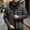 Dark Gray, variant on Men's Faux Two Piece Hooded Denim Trucker Jacket Lapel Collar Dual Chest Flap Pockets Button Down Distressed Casual Street Outerwear Navy M