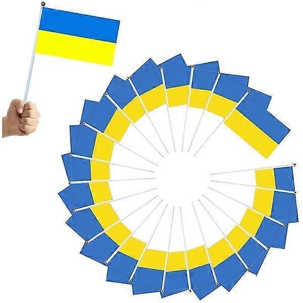 100pcs Ukraine hand held flags 5.5x8.5in Ukrainian national stick flags mini stick flags for party festival parades parties decor