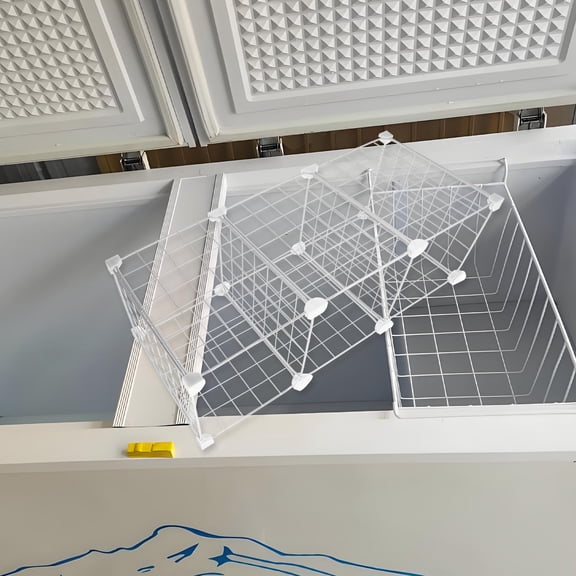 LOLIPPYY Adjustable White Iron Wire Divider for Organizing Food in Freezers and Refrigerators