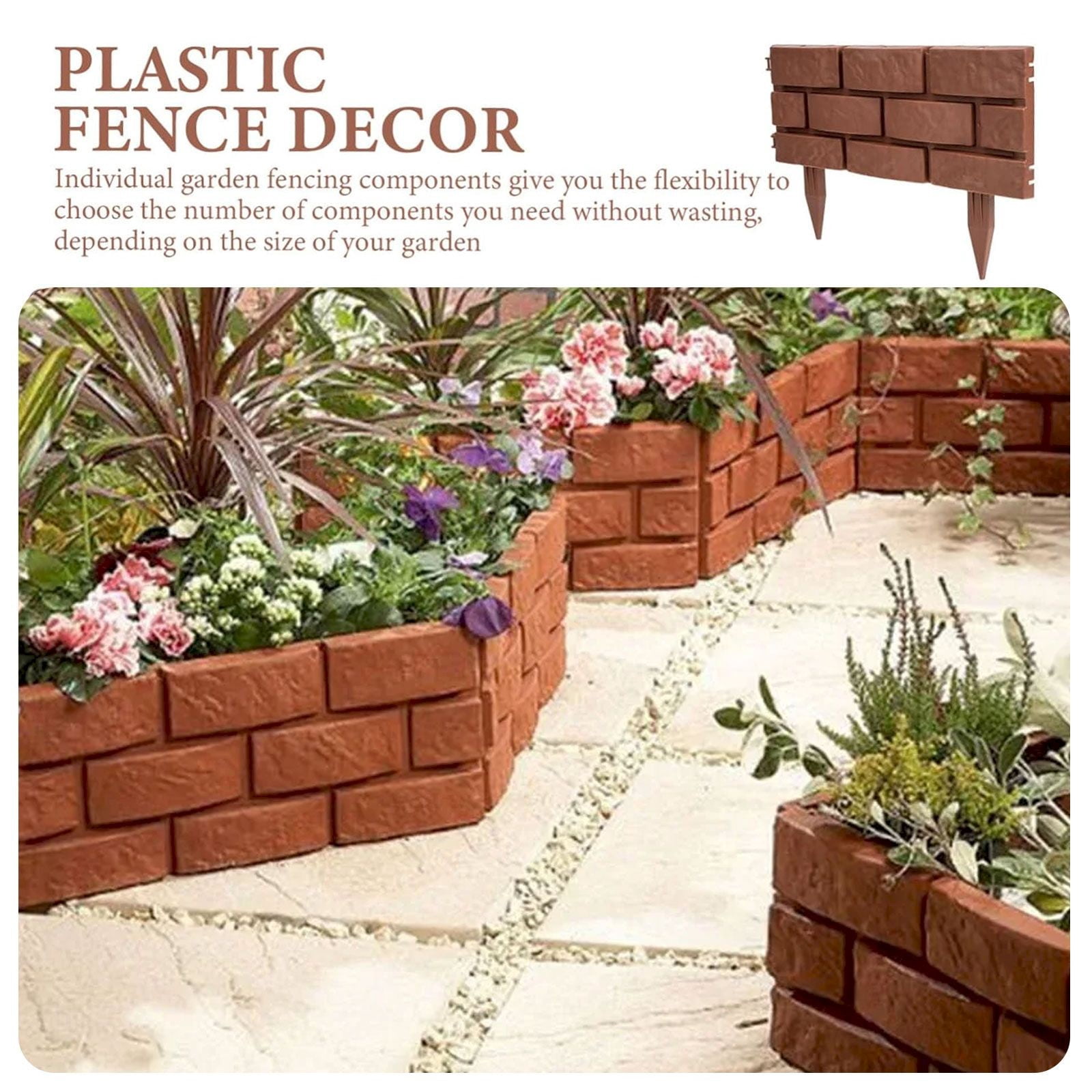 ERTZAE Faux Stone Edging For Landscaping,4Pc Brown 7.08X16.92In Stone Brick Garden Edging Border,Decorative Imitation Stone Garden Fence,Plastic Rocks For Landscaping,Artificial Stone Edging