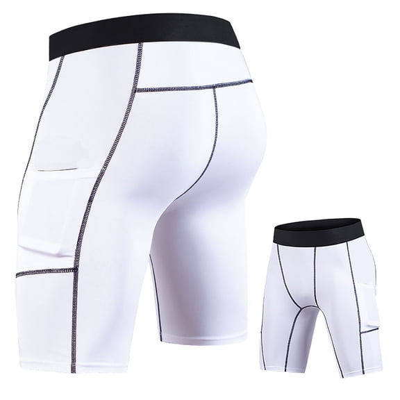 PIMSSY Men Shorts Sports Fitness Quick Drying Training Tight Pocket Athletic Shorts Solid Color Summer Outdoor Male Classic Bottoms