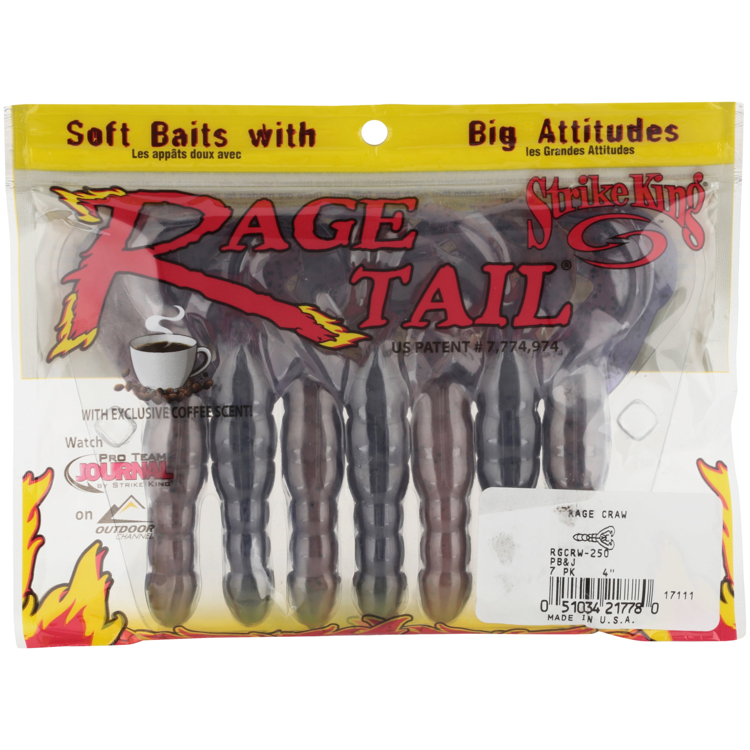 Strike King Rage Craw 4 PB&J Soft Bait Lure 