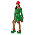 thumbnail image 2 of 6 Pack Women Christmas Elf Set Velvet Dress Santa's Helper Xmas Outfit Elf Hat Shoes Ears Belt Socks, 2 of 3