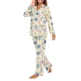 thumbnail image 5 of DISNIMO Dragonfly Flower Printed Womens Pajama Sets 2 Piece Pj Sets Loose Fits Nightwear with Long Pants Long Sleeve Sleepwear Button Down Comfywear Loungewear, 3XL, 5 of 7